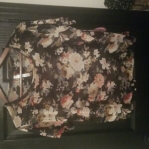 Women's Love Charm Floral Camisole; Black Green Pink Burgundy & White; Size XL